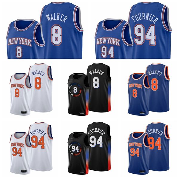 

new yorkknicksmen basketball evan fournier 94 kemba walker 8 2021 trade black edition city jersey, Black;red