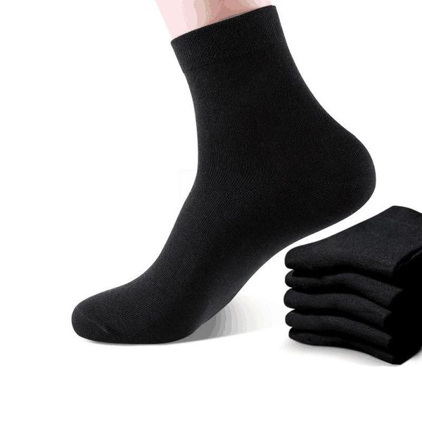 

men's socks 5pair men classic business wear-resisting good elasticity man breathable cotton casual male dress, Black