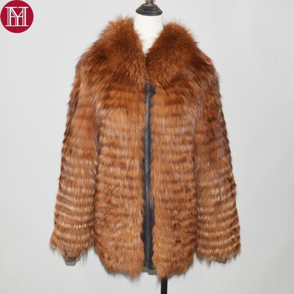 

natural real fur coats autumn winter warm soft hooded jacket striped style overcoat women's & faux, Black