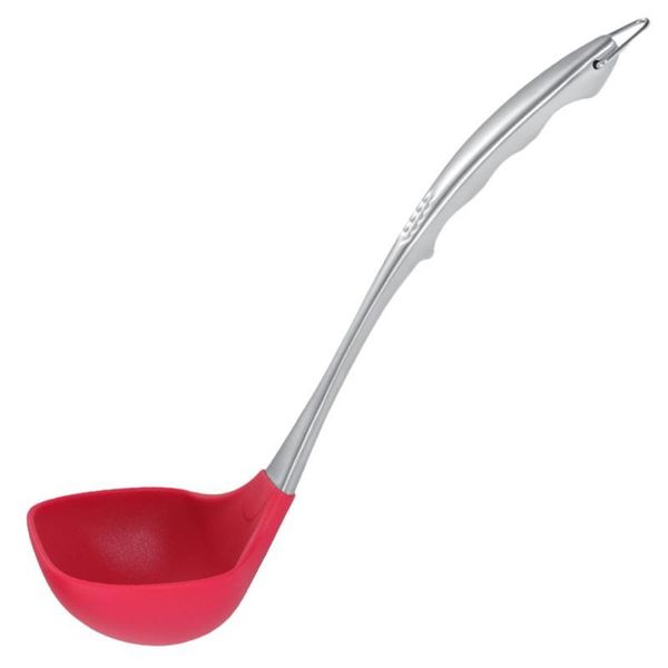 

spoons 1pc stainless steel silicone long handle soup ladle spoon (red)