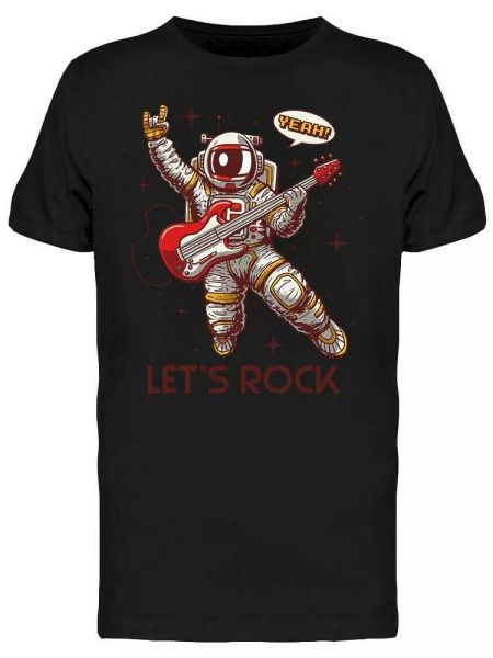 

astronaut playing guitar rock men's tee -image by shutterstock, White;black
