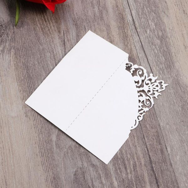 

hollow flower cut name place card table decoration small tent cards for wedding party - bright red greeting
