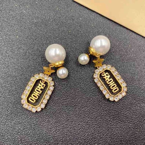 

luxury jewelry new pearl female five pointed star letter net red earrings, Golden