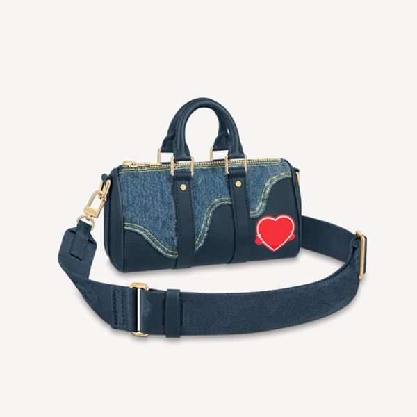 

2022 latest denim pillow bag mens cross body cowhide trim leather womens fashion joint handle handbags m81011 xs purses
