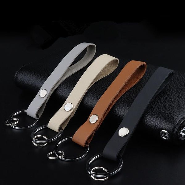 

keychains car keychain key ring leather simple auto keyring chain keyfob pendant accessories for laddy gift, Silver