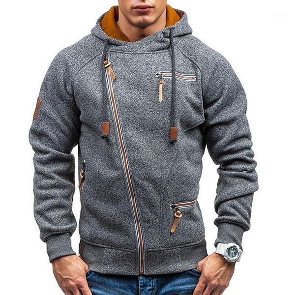 

2021 autumn winter men's hooded hoodie fashion wild hoodies zipper solid sweatshirts coat large size m-4xl &, Black
