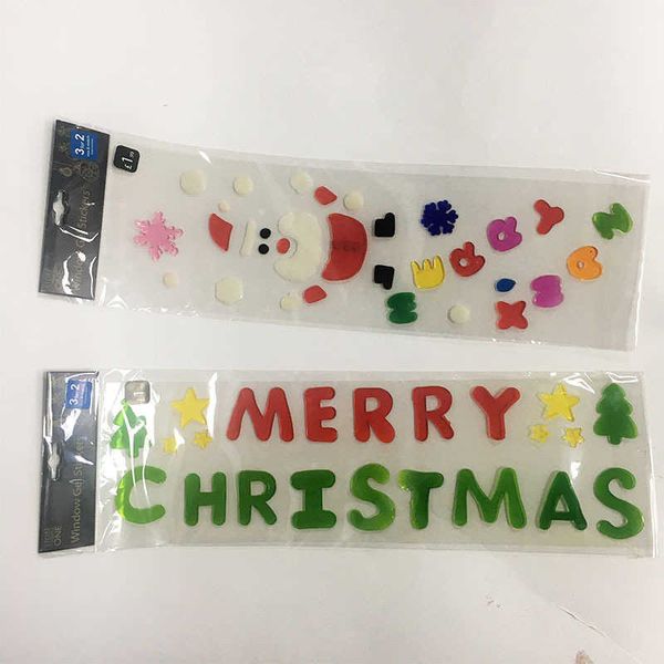 

new wall stickers santa claus snowman elk glass window decoration jelly wall stickers