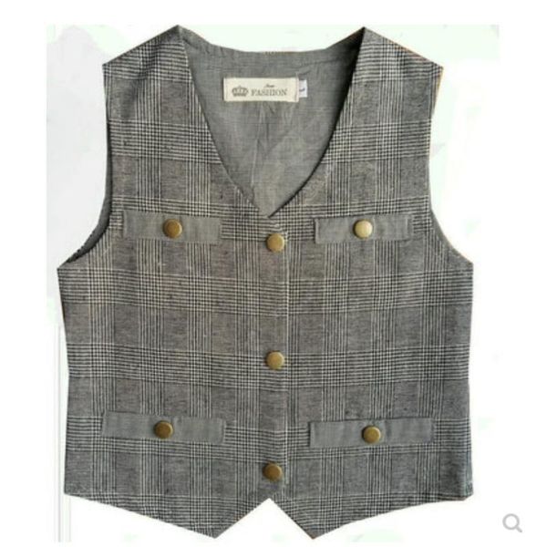 

vest cotton gentleman plaid baby clothes, Blue