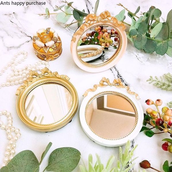 

kitchen storage & organization retro bow round mirror tray jewelry decorative po props makeup cake plate household organize
