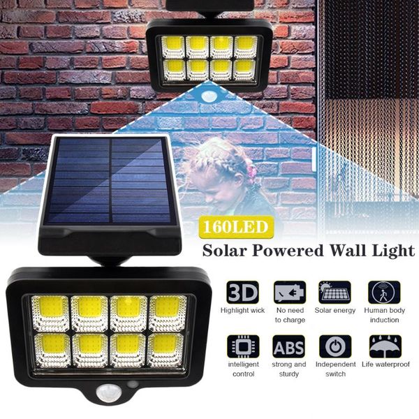 

solar wall light outdoors motion sensor waterproof garden porch with 160 cob for lawn indoors outdoor lamps
