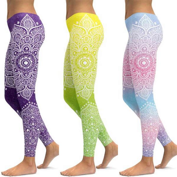 

li-fi mandala fitness yoga pants women sports leggings workout running push up gym wear elastic slim, Gray