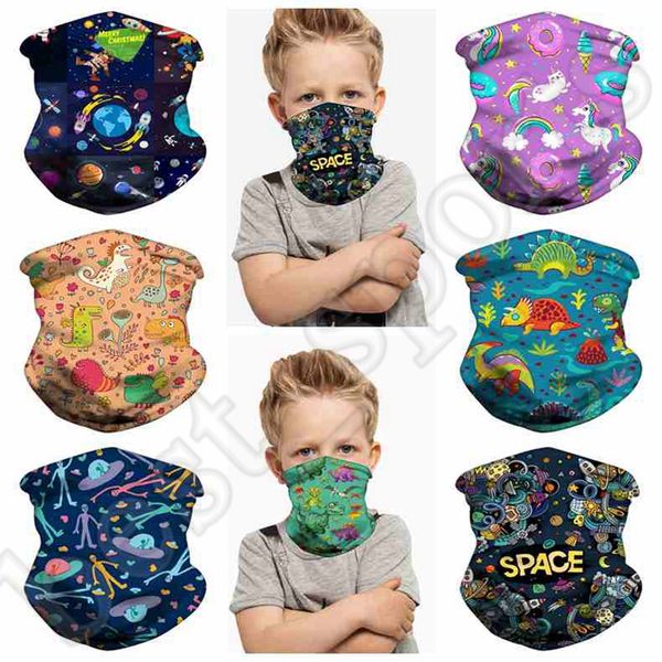 

children face mask kids protective mask outdoor cycling magic scarf headband turban cartoon dinosaur flamingo bandanas cyz2532 200pcs