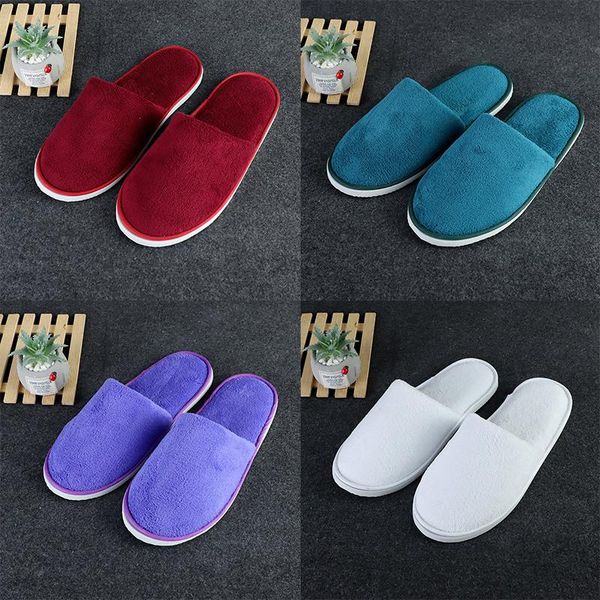 

slippers solid color soft comfortable breathable coral fleece practical all-inclusive warm el disposable, Black