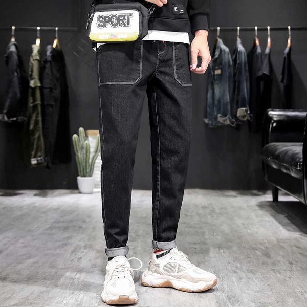 

men's jeans clothes mens denim wash business trousers men fashions sim casual full length gqw1 8998, Blue