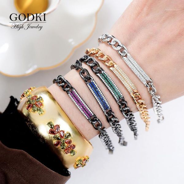 

godki luxury hiphop cuban link chain bracelet iced out bling chunky women cuban bracelets for women wedding party gift1, Black