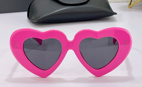 Óculos de sol do coração rosa para mulheres lentes cinza escuro lentes coloridas Óculos de sol Sonnenbrille feminino chique de sol óculos de verão
