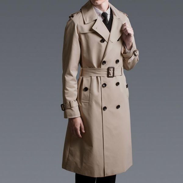 

men's trench coats s-6xl 2021 spring men fashion big yards raglan long-sleeved long leisure lapels coat, Tan;black
