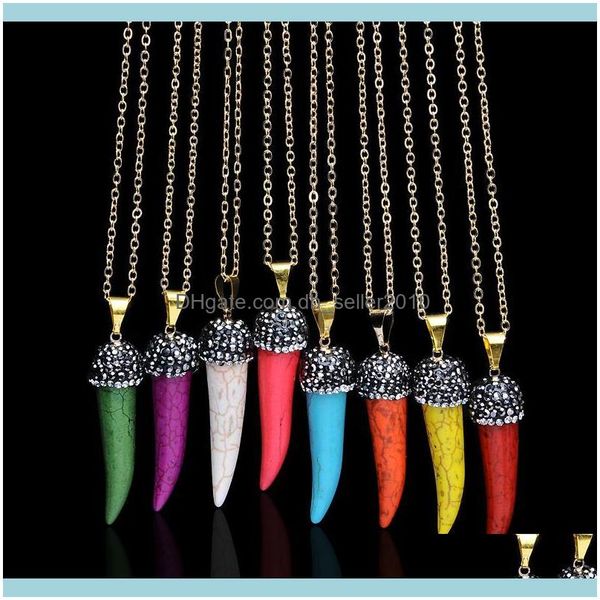 

& jewelrycolorful refined jewelry pendants necklaces for women nature stone ivory shape crystal colares feminino chokers drop delivery 2021, Golden;silver