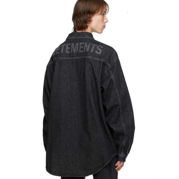 

men's jackets vetements denim women's jacket big behind cowboy vtm jean coat men's clothes streetwear japanese fashion, Black;brown