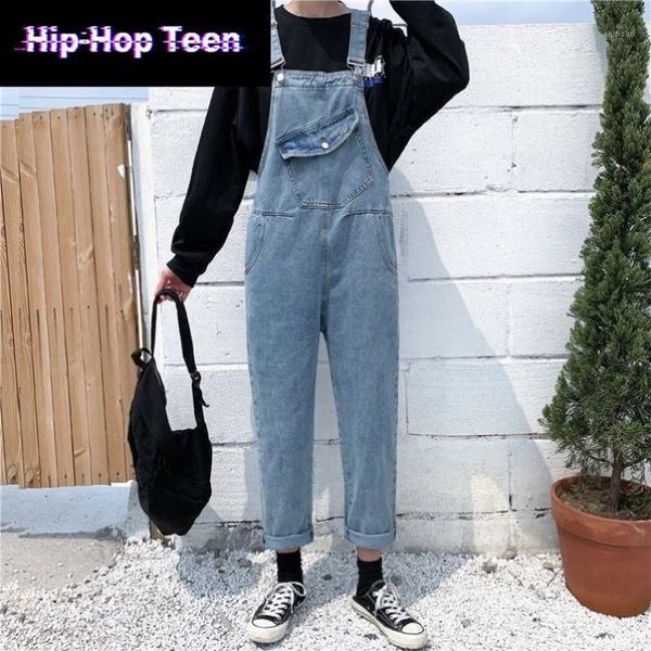 

men's pants hip hop teen plus size overalls men 5xl korean fashion bule bib japanese streetwear ninth hallen denim jumpsuits, Black