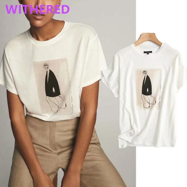 

withered england high street vintage fashion girls oneck cotton summer t shirt women harajuku tshirt camisetas verano mujer 2021 women', White