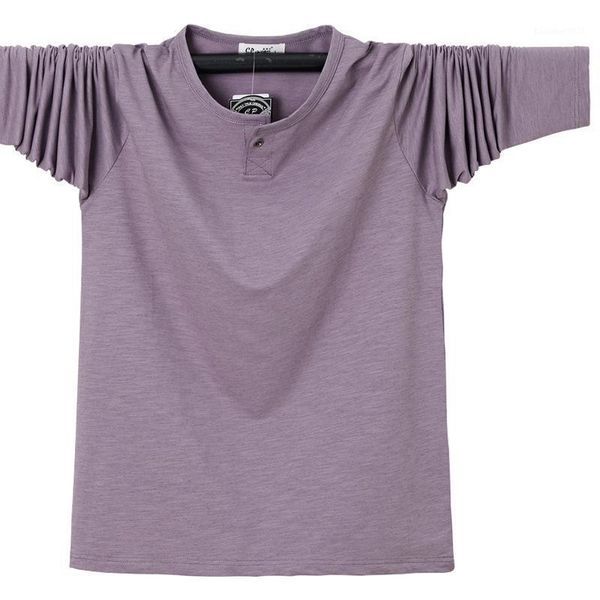 

men's t-shirts oversize long-sleeved t-shirt slub cloth thin cotton soft pullover round neck men clothing, White;black