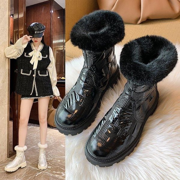 

boots alsyiqi frauen stiefel 2021 mode wasserdicht schnee fÃ¼r winter schuhe lÃ¤ssig leichte ankle botas mujer warme wint, Black