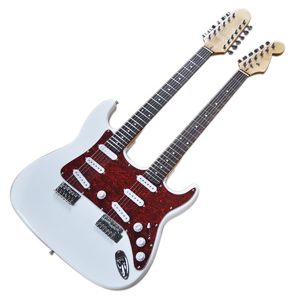 

factory outlet-12+6 strings white electric guitar with rosewood fretboard