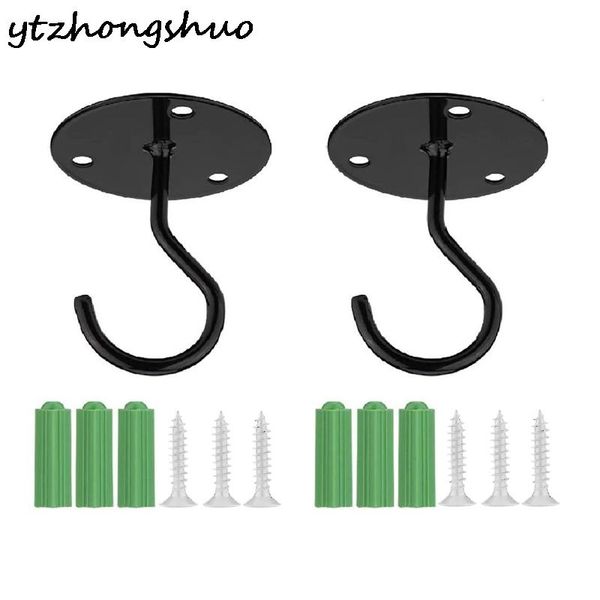 

2Pcs Black Metal Iron Wall Mounted Ceiling Hooks For Hanging Plants, Structure Lanterns Flower Pots & Rails