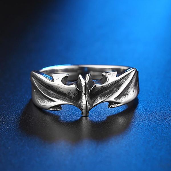 

cluster rings vintage fashion black/silver color bat ring men titanium steel animal for male punk stainless jewelry halloween gift, Golden;silver