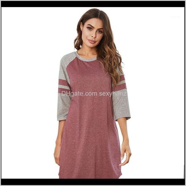 

underwear apparel drop delivery 2021 autumn summer womens short cotton sleepwearhome nightshirt causal sleepwear loose ladies nightgown wome, Black;red