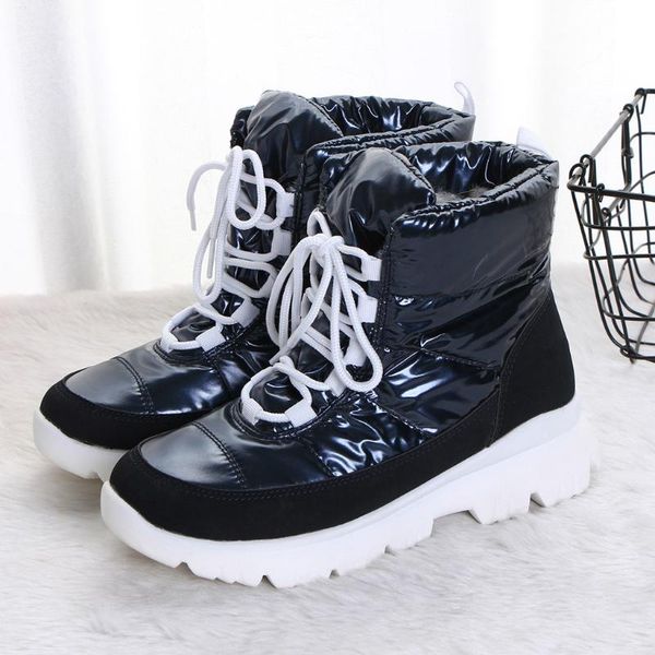 

boots ankle for women booties autumn winter platform female warm lace-up short non-slip snow, Black