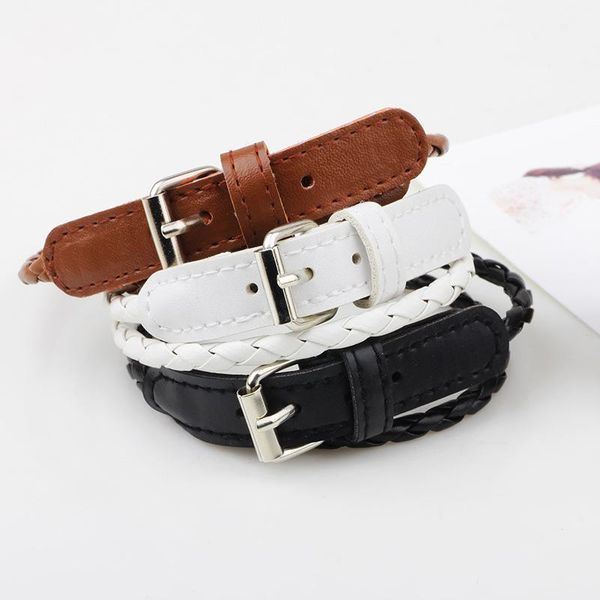 

charm bracelets europe and the united states explosions wear eye belt buckle snake double leather bracelet female simple jewelry, Golden;silver