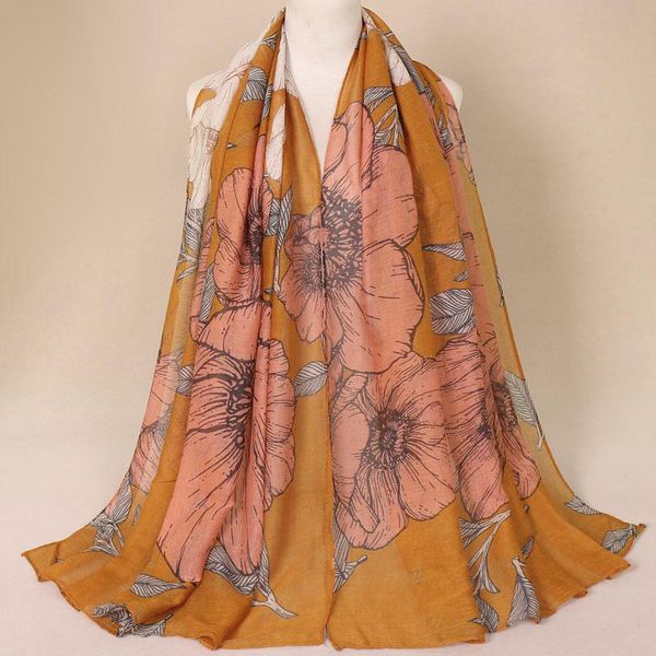 

bandanas viscose scarf big flower print shawl summer beach long and wrap muslim hijab headband bandana size 180*85cm