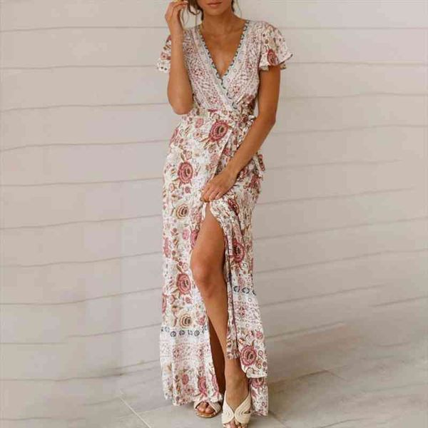 

women dresses v-neck floral print summer boho dress womens clothing vintage casual beach vacation long dress vestido, Black;gray