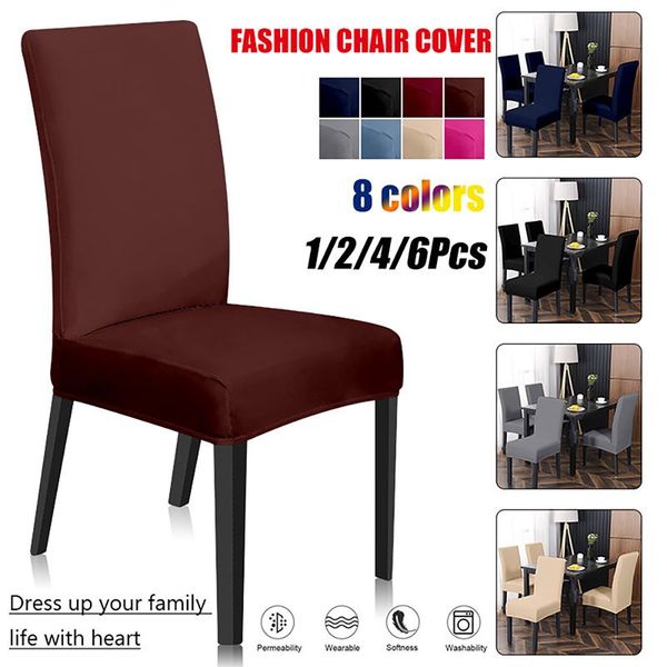 

dining chair cover spandex elastic slipcover case stretch for wedding el banquet 1/2/4/6 pcs covers