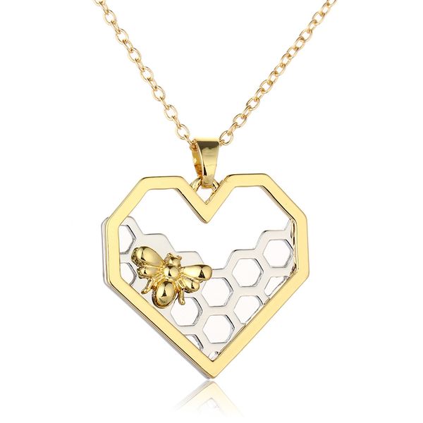 

charm fashion silver necklaces for women girl heart honeycomb bee animal pendant choker necklace jewelry party prom gift