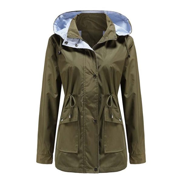 

women's trench coats oversized mid-length women 2021 autumn winter solid color long sleeve hooded female plus size windbreaker coat, Tan;black