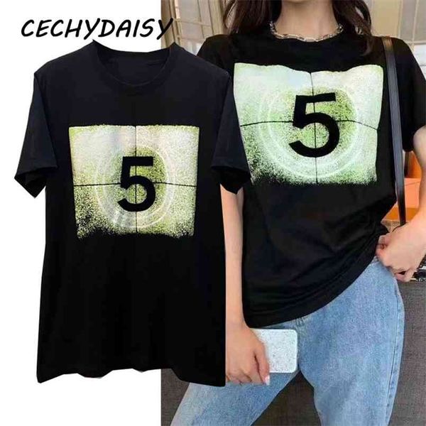 

t shirt fashion women runway harajuku aesthetic character 5 printed casual short sleeve tee shirts spring clothes ropa 210708, White