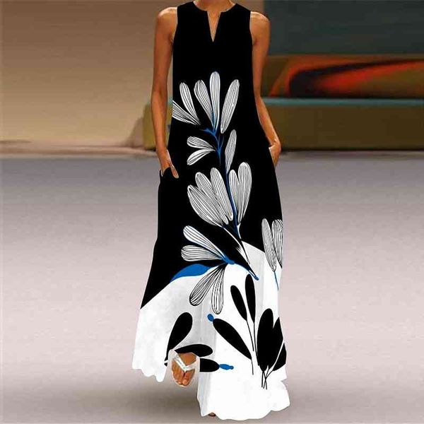 

hillsionly plus size womens summer tank dress sleeveless casual womens long dresses print maxi dress for women, Black;gray