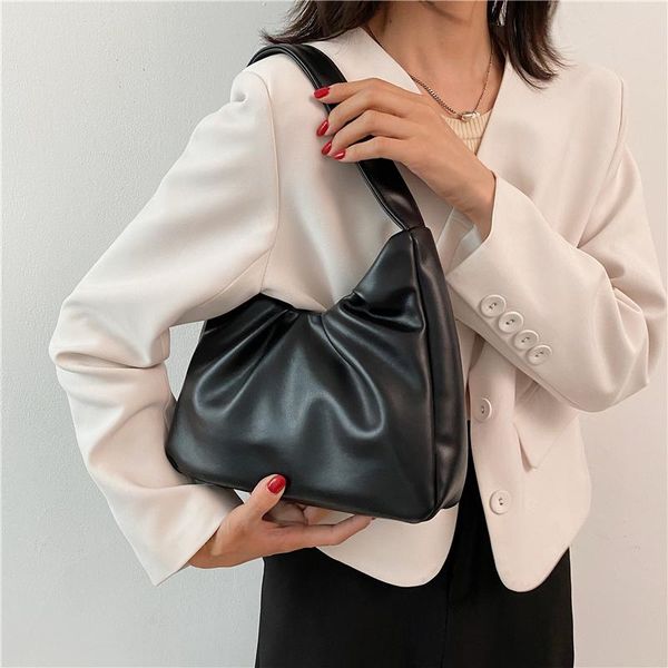 

evening bags cute solid color small soft pu leather baguette shoulder for women 2021 simple handbags and purses female travel totes
