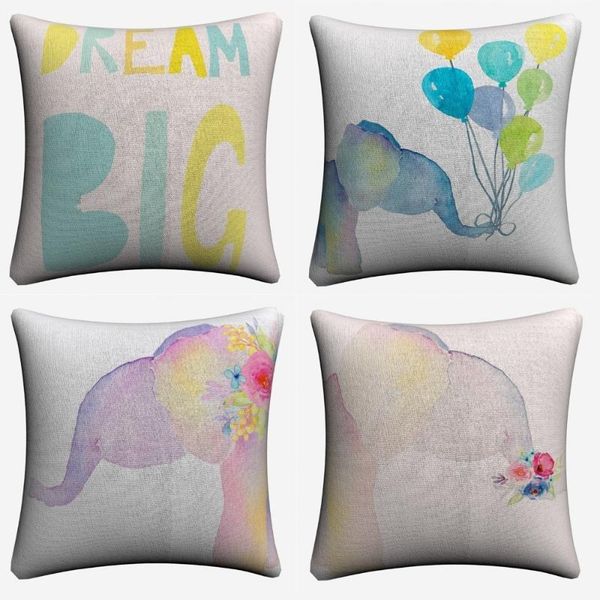 

cushion/decorative pillow floral elephant girls boys dream cotton linen cushion cover for sofa seat car 45x45cm throw case home decor almofa