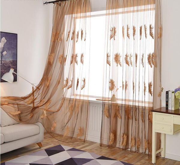 

curtain & drapes embroidered sheer curtains for living room feather voile tulle window bedroom fabrics decoration