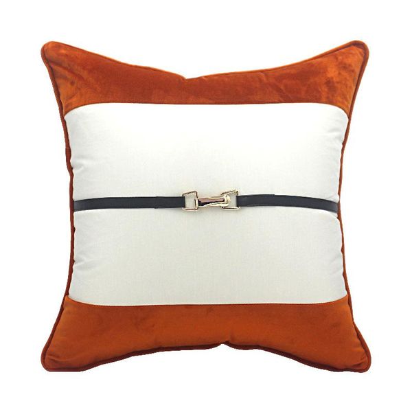 Almofada / travesseiro decorativo Branco laranja de veludo coxim capa casa decorativa sala de estar sofá luxo metal bloqueio almofadas 45x45cm