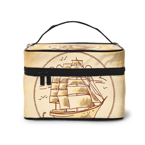 

cosmetic bags & cases 2021 multi-function travel organizer bag vintage ship emblem women beauty makeup toiletry wash