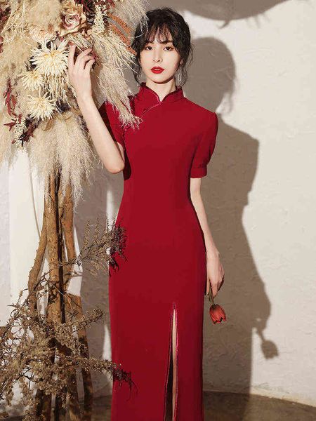 

prom luxury boutique occasion dresses bride's toast cheongsam red home improved chine style evening can wear at ordinary tim, Black