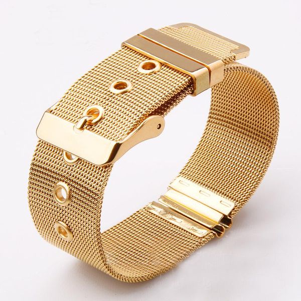 

watch bands luxury 304 stainless steel watchband metal buckle belt watchbands ultra-thin bracelet band strap wristband, Black;brown