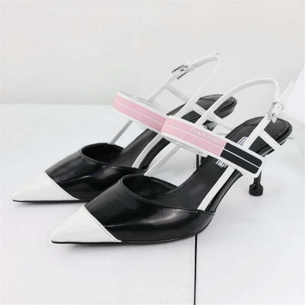 

dress shoes patchwork pointy fashion high-heeled sandals for women summer 2021 women's single versatile, Black