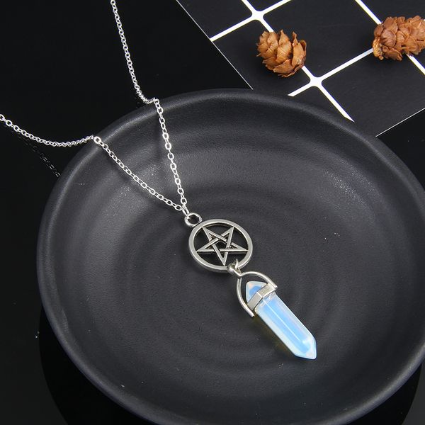 

chakra stone bullet necklace - handmade healing crystal pendant with turquoise & quartz for women, Silver