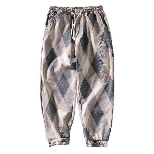 

men's pants embossed letter sweatpants men and women ins style design sense plaid fashion brand all-matching couple wear long, Black